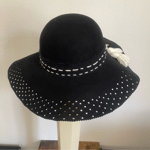 Designer Wool&Silk Black Hat Wide Brim Elegant Wild Wool Hat Autumn And Winter - Picture 3 of 8